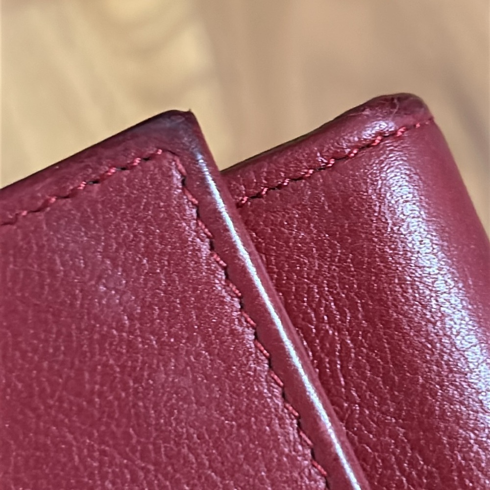 Authentic YSL Red / Burgundy Leather Flap Wallet - Picture 14 of 16